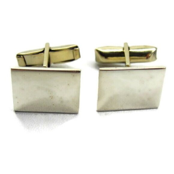 Classic Simple Elegant Rectangle Cufflinks Vintage Sterling Silver 925 Patina - Picture 1 of 9